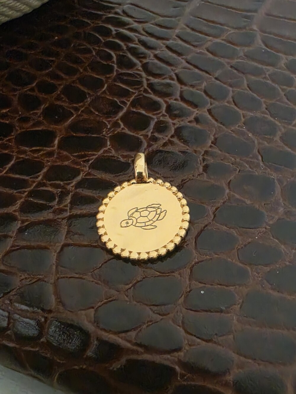 Monica Vinader Vermeil Deia Beaded Pendant Engraved Turtle